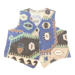 VTG 90s Aztec Vest Medium Western Cowgirl Rodeo Southwestern USA Made Grunge
